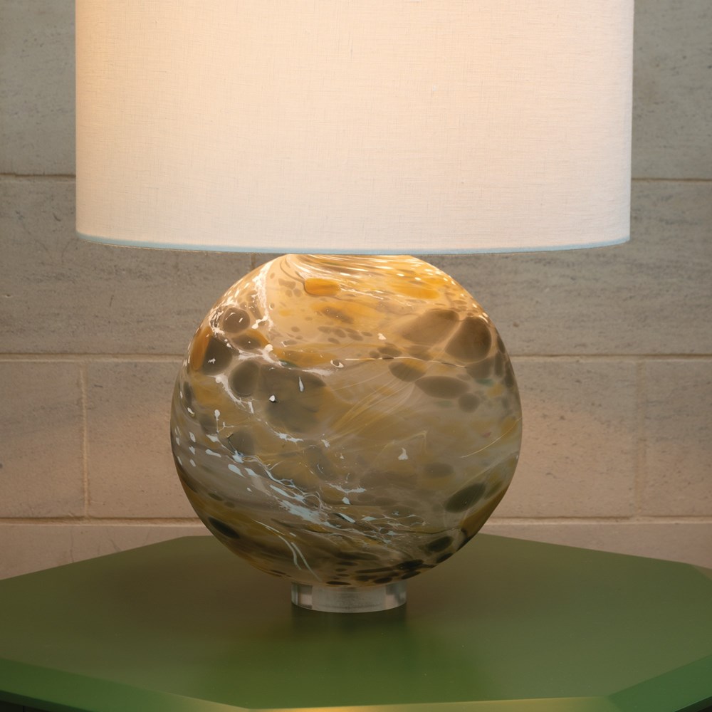 Nyla Crystal Glass Table Lamp by William Yeoward in Sage Green